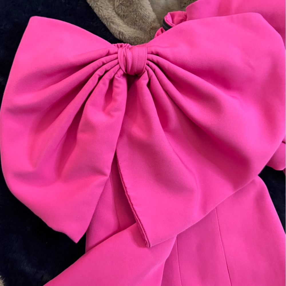 TOCCIN Off the Shoulder, Bow Sleeve Mini Dress in Pink, Size 6 - Picture 12 of 12